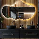 Specchio LED Asimmetrico 2 | Pulsanti touch | Funzione anti-appannamento | Temperatura di colore regolabile - Reyze Serie Ambient Modello 1 - Orizzontale